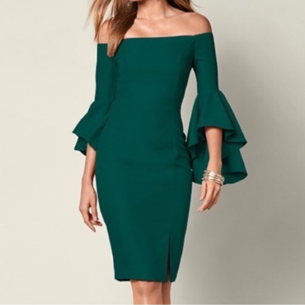 Venus Ruffle Sleeve Sheath Dress